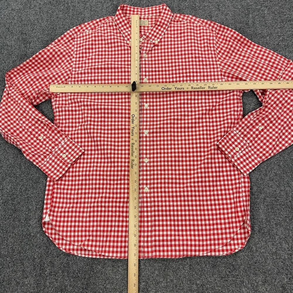 J CREW Shirt Mens XL Red Check 100% Cotton Long Sleeve Button Down Casual